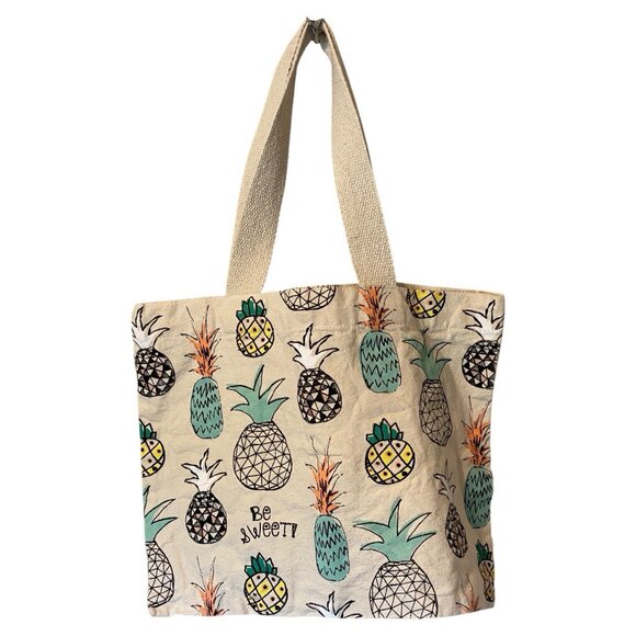 Pineapple Canvas Tote Bag “Be Sweet” Reusable Eco Shopping Bag with Handles - Picture 2 of 7